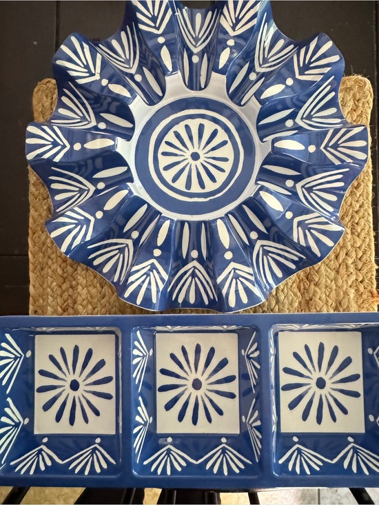 Sur Le Table Other - New Sur la table Blue and White Melamine Taco Serving Bowl & Trio Dish Set